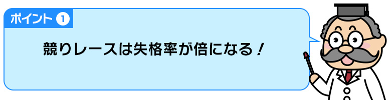 ポイント1:競りレースは失格率が倍になる!
