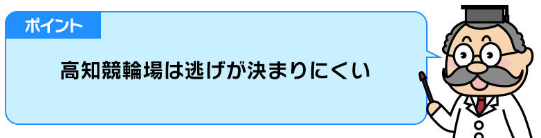 ポイント:高知競輪場は逃げが決まりにくい