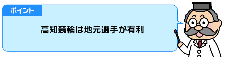 ポイント:高知競輪は地元選手が有利